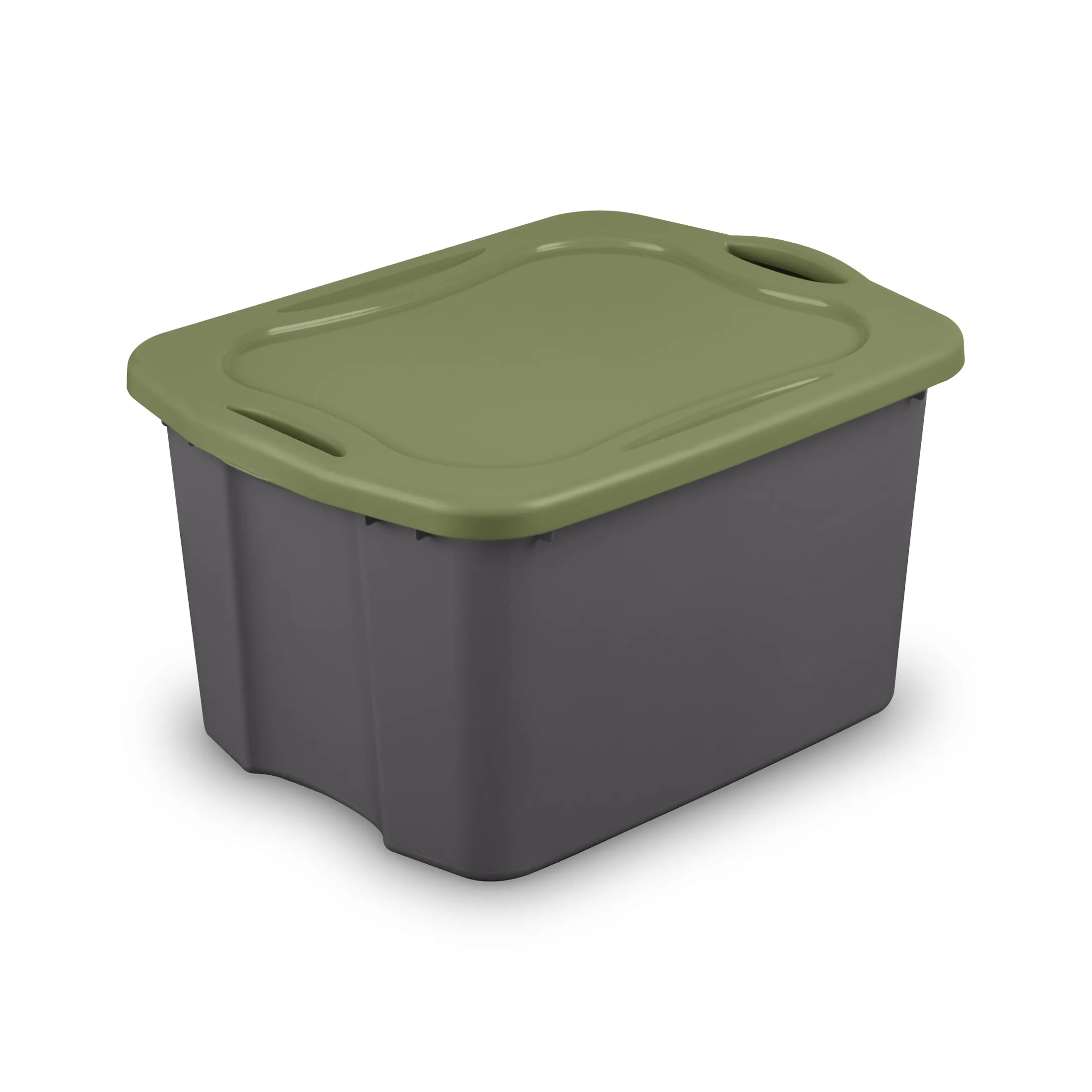EZ Carry 17.5 Gallon Large Storage Bin, Clear Plastic Storage Container with Full-Grip Handles, Gray