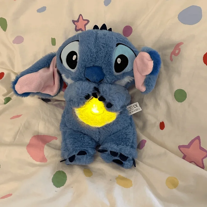 Shi Dizai 30cm Plush Breathing Needle Doll Soothing Peluche Lilo&Stitch Music Lighting Children'S Sleep Model Cute Plush Gift.