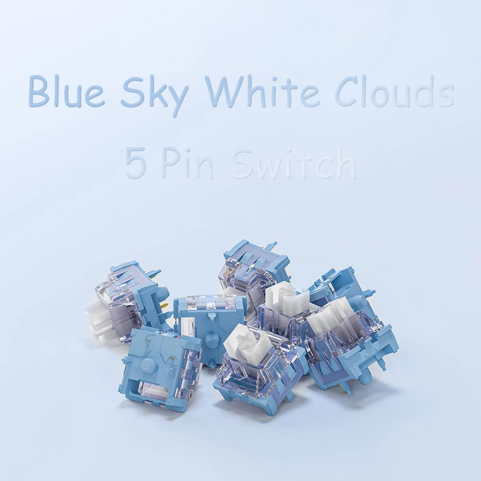 Blue Sky White Clouds Keyboard Switch, Linear, 40g Double Section Spring, 5 Pin Hot-Swap