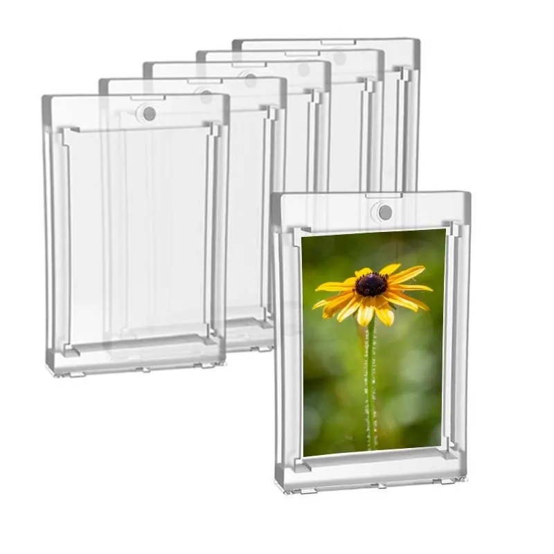 Magnetic Card Holder Clear Acrylic Photo Card Protective Sleeve for Postcard Landscapes Gaming Cards Album Display