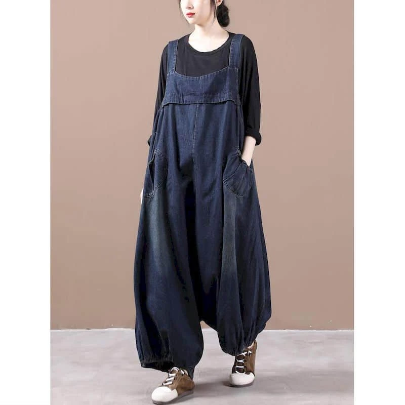 Oversized Denim Jumpsuits for Women Korean style Playsuit  Wide Leg Pants Loose Trousers Overalls for Women Clothes XT1591