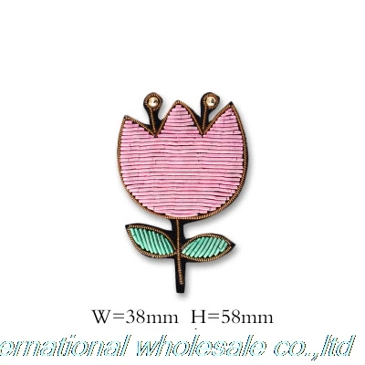 Flower of crape myrtle badge Metal silk handmade embroidery chapas High-grade creative lithuania badges for clothes