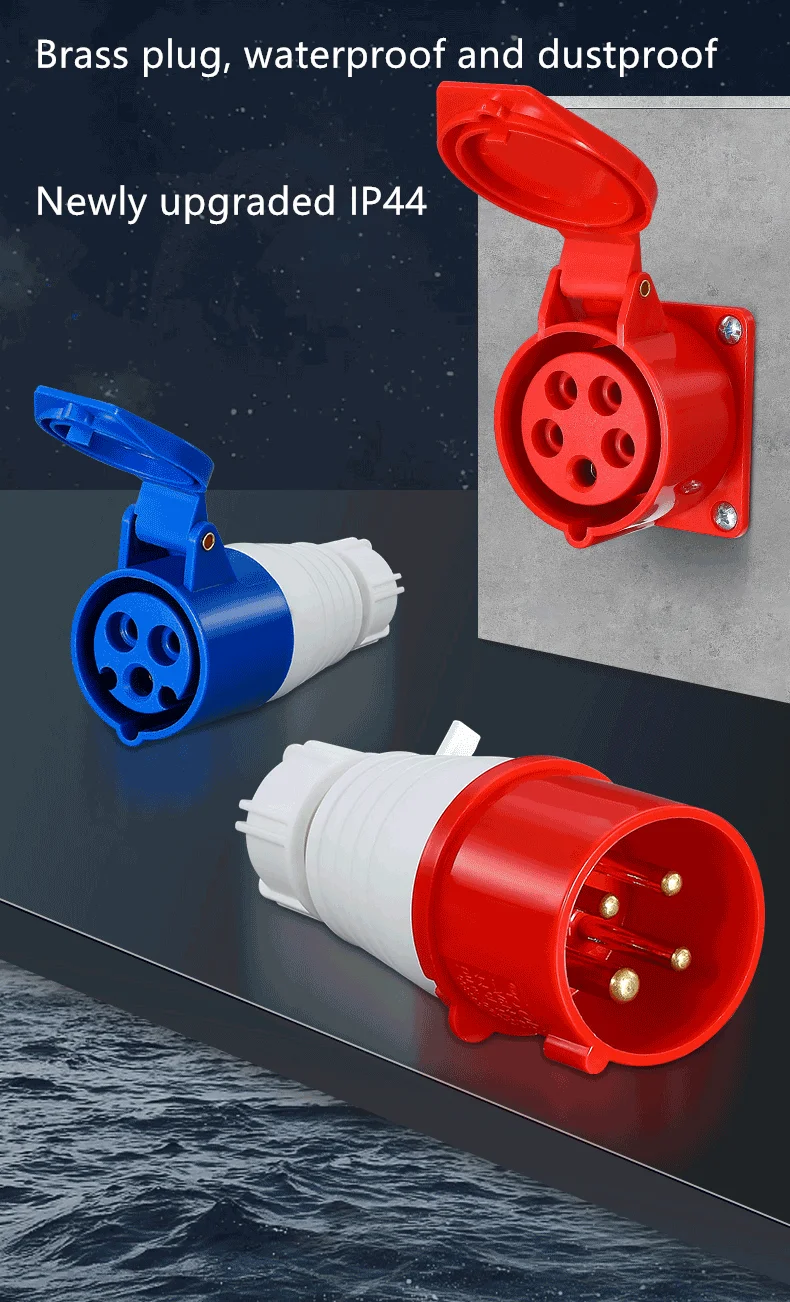 IP44 التوصيل والمقبس الصناعي موصل مقاوم للمياه 3PIN 4PIN 5PIN 16A/32A مقاوم للماء اتصال كهربائي جدار جبل المقبس