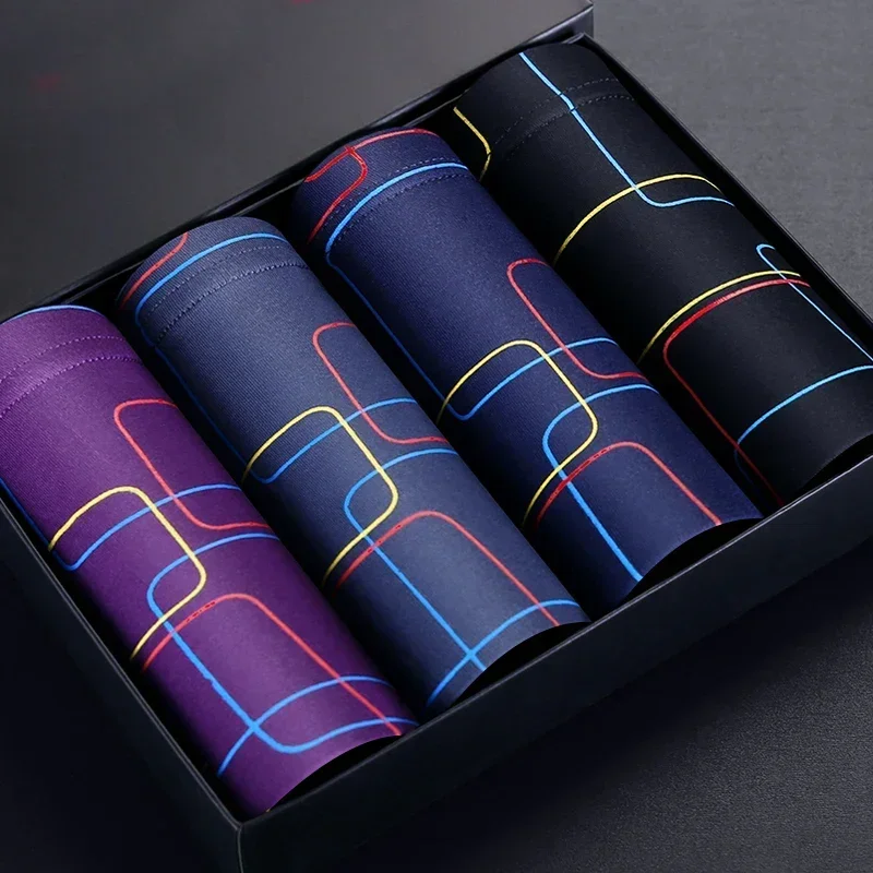 Calções boxer dos homens modal roupa interior sexy listrado boxers respirável fibra de bambu calcinha masculina underwears L-7XL