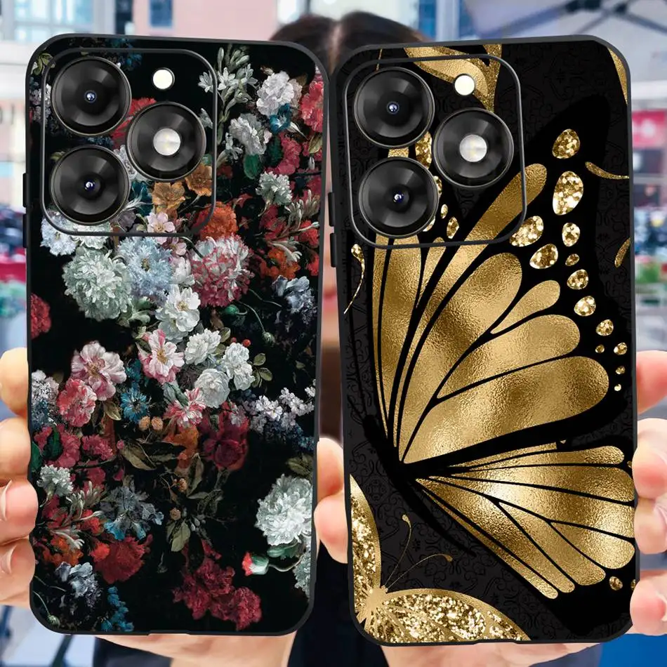 For ITEL A70 Case ItelA70 A665L Beautiful Flower Butterfly Painted Soft Silicone TPU Phone Cases