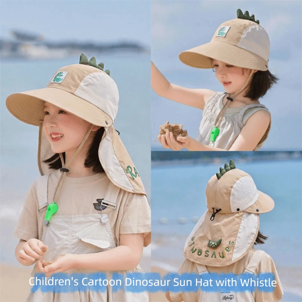 

Big Brim Children's Sun Hat Sun Protection Extended Shawl Kids Whistle Sunscreen Hat Thin Breathable Summer Sunshade Hat Outdoor