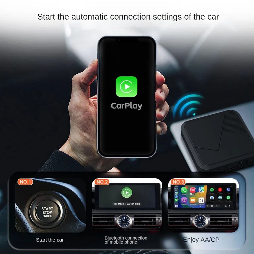 Kotak Adaptor mobil Android Wireless CarPlay, mesin mobil cerdas, kotak AI, kabel ke nirkabel