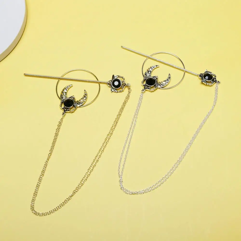 1pc Fashionable Retro-style Hair Accessory Featuring A Crescent Moon Shape With Branches And Dots Made Of Alloy Material Designe