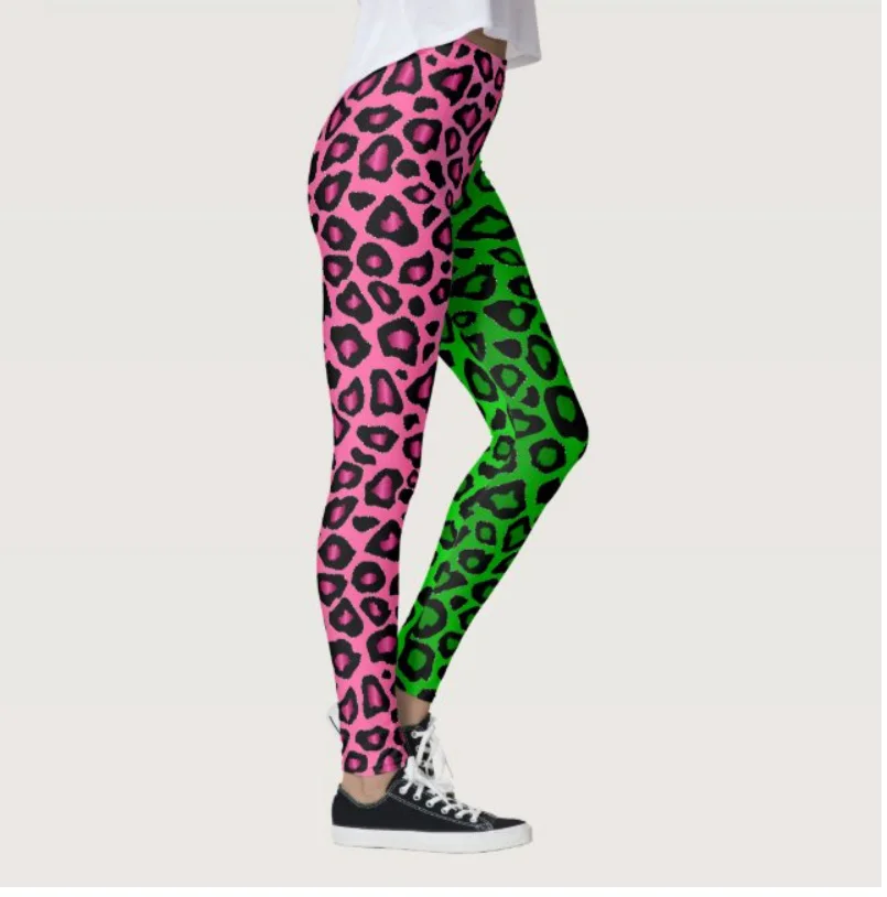 Sexy leopard print color matching print tight stretch elastic waist comfortable casual leggings for women spring/summer