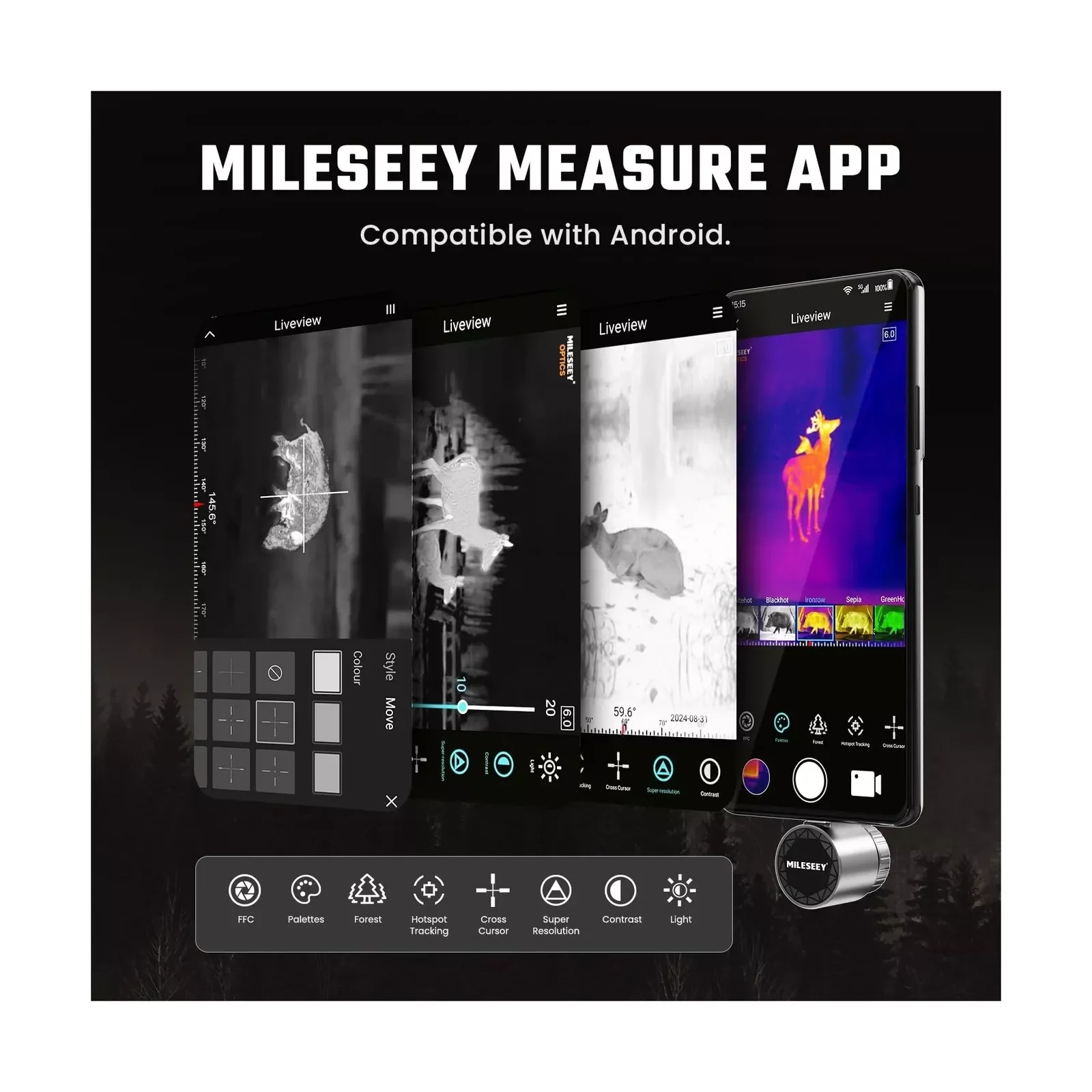MiLESEEY TNV30i Night Vision Monocular for Android,Thermal Imager Camera .Resolution 256*192 25Hz, 10mm Adjustable Focus Lens