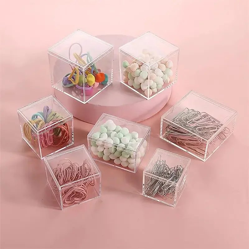 12Pc Clear Acrylic Candy Box Transparent Plastic Square Cube Cake Dessert Box Chocolate Packaging Storage Containers Display Box