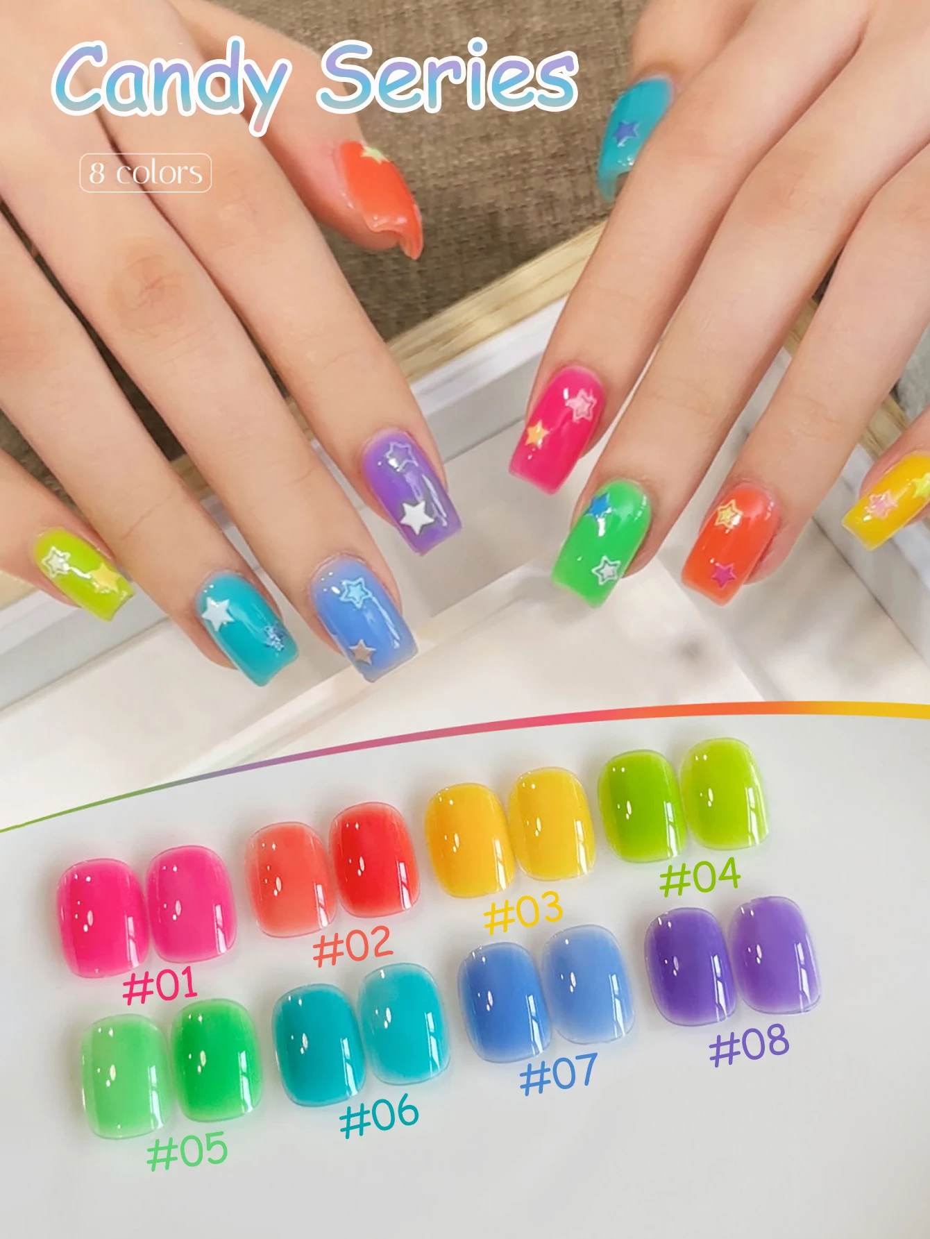 

1-24 шт. PSK Glass Candy Paper Series Гель-плака для ногтей Smmer Nails Новая дофаминная полуледяная прозрачная серия Nail Art Товары для ногтей