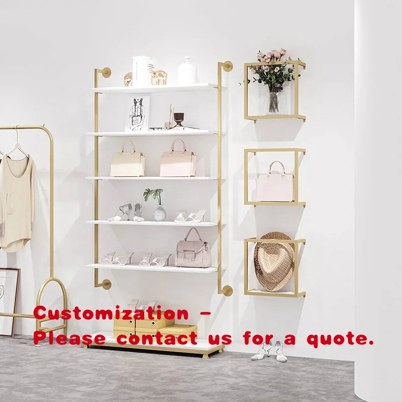 custom.Stainless Steel Shoe Shelf Wall Mounted Bag Display Rack Organizer Gold Space-saving Retail Shop Shoe Racks Fittings