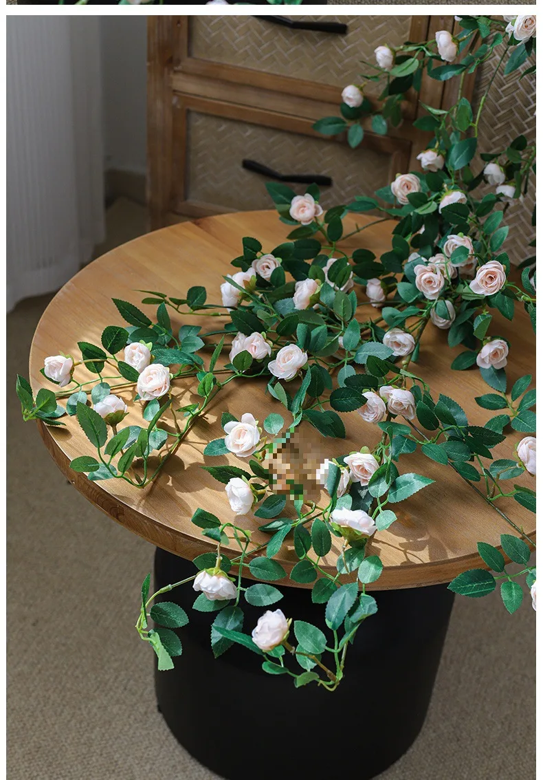Künstliche Efeugirlande, Seidenrosen-Hängepflanzen, künstliche Blumen für Hochzeit, Zuhause, Garten, Wandbogen-Dekoration, künstliche Rosen – Detail 21