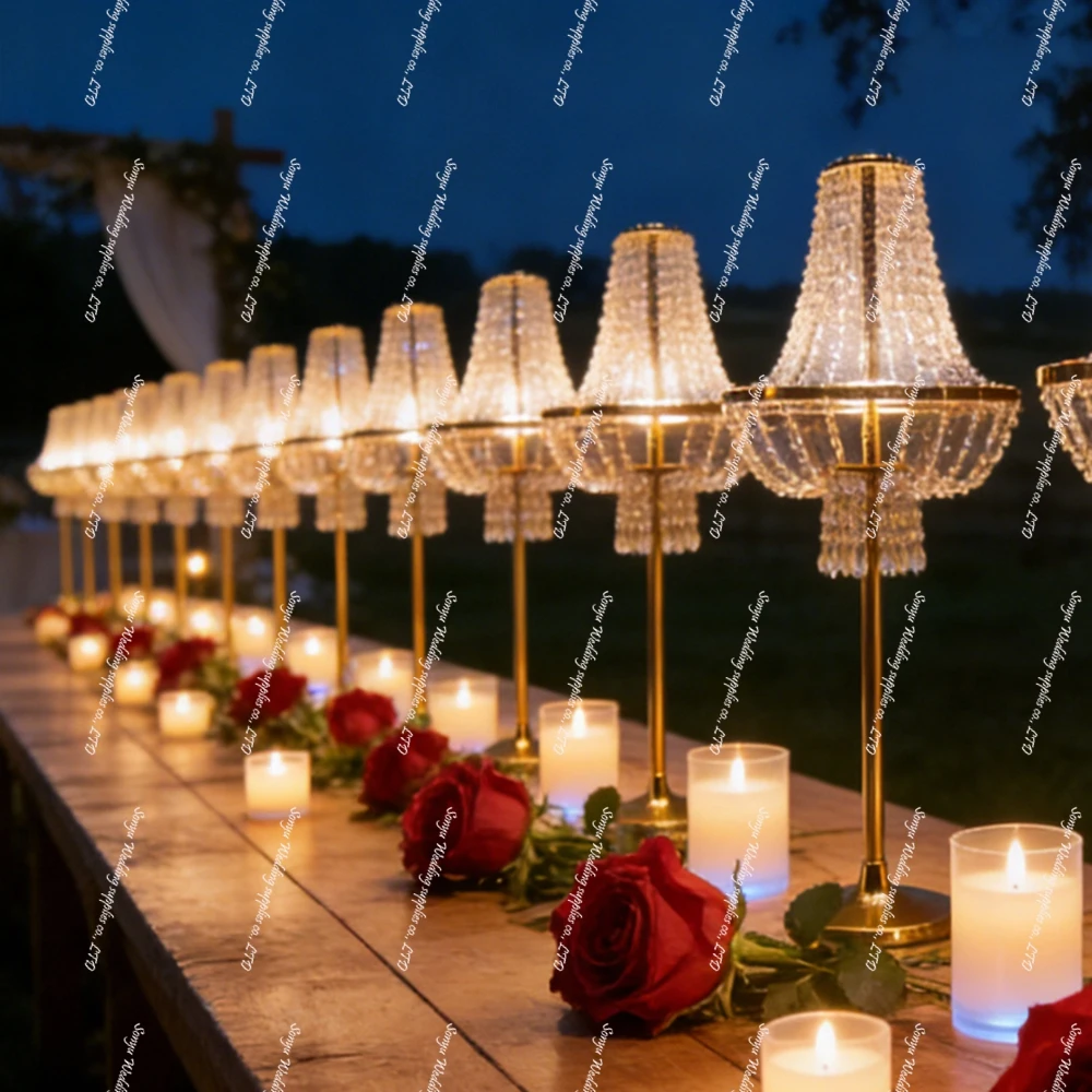 80 to 130cm)4 to 10pcs Wedding Props  Road Lead Led White  acrylic metal Lights wireless  LED stand  for Wedding