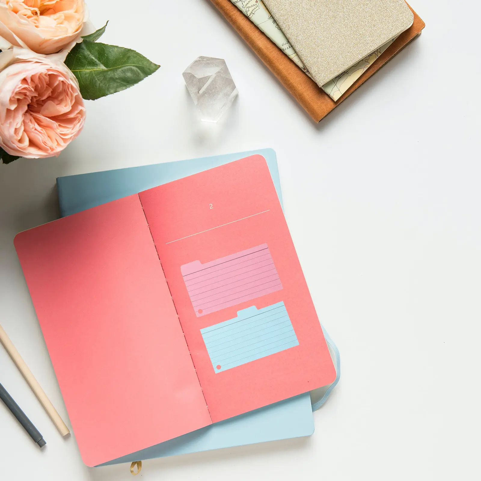 6Pcs Index Cards Lined Note Cards Thick Paper Tear-Off Horizontal Lines Metal Binding Rings for Office Study Classroom Memo