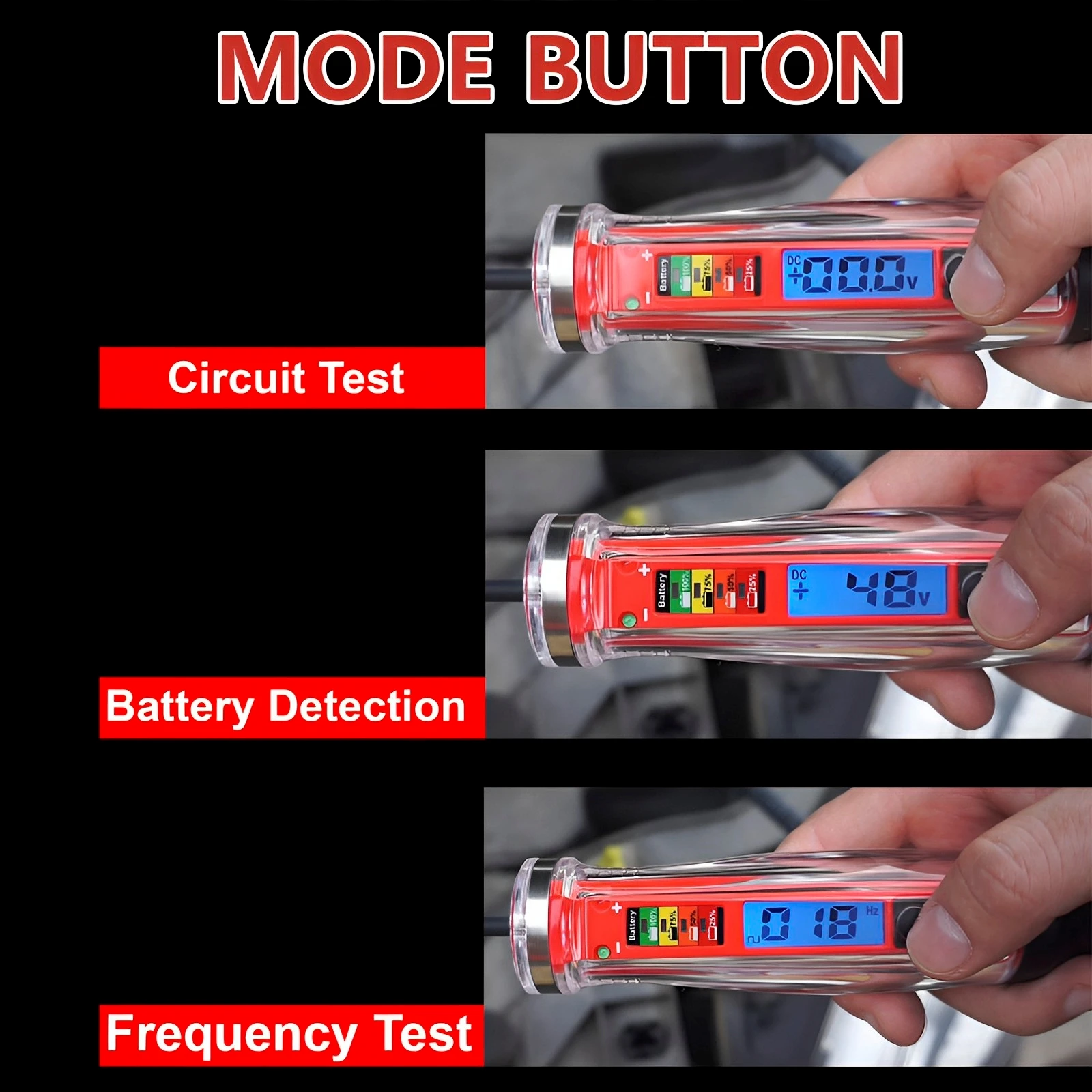 Tester della sonda del circuito di alimentazione dell\'auto Display digitale LCD strumento diagnostico del Tester di frequenza della tensione della