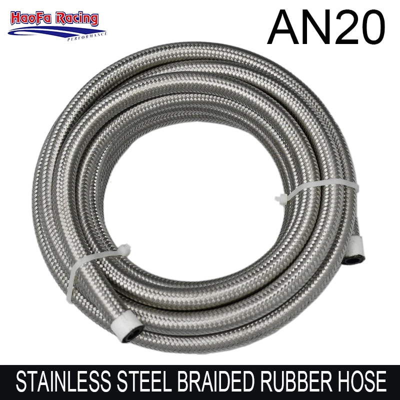 AN20 20AN Oil Fuel Hose Black Universal Stainless Steel Braided Oil Cooling Pipe Cooler Hose Line 10FT 20FT 1M 2M 3M