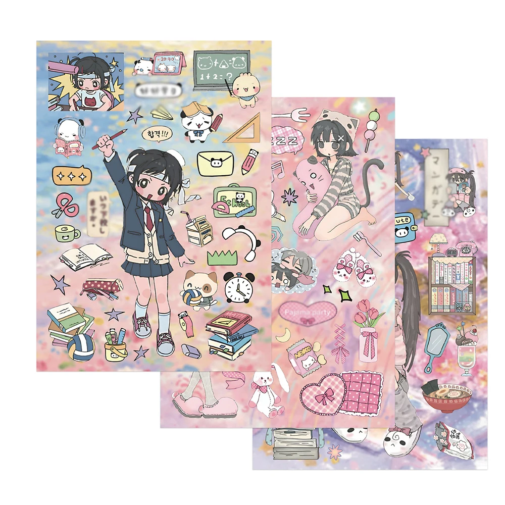 16 Blatt japanische Graffiti-Aufkleber, süßes Otaku-Mädchen, exquisite DIY-Gitarren-, Handy-, Laptop-, Koffer-, Wasserbecher- und Skateboard-Aufkleber – Detail 5