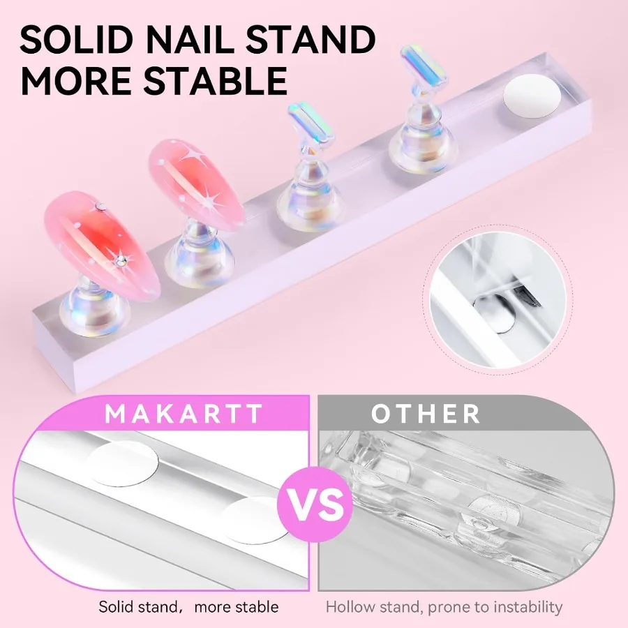 Nail Stand for Press On Nails Display Practice Art Magnetic Fake Nail Holder for Painting Nails Stand for False Nail Designs wi