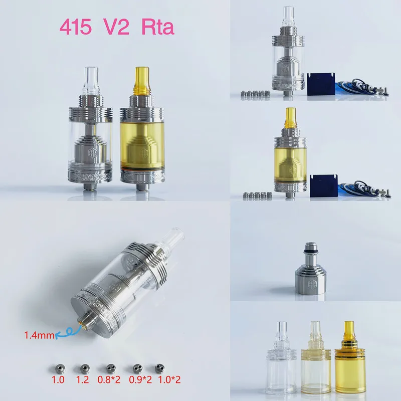 

Новинка 2024 г., Лидер продаж, колода с одной катушкой 415 V2 MTL RTA с 6 контактами AFC, объем 4 мл, Круглый дымоход 415 RTA