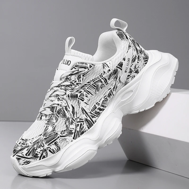 Thick Sole Versatile Clunky Sneaker For Men 2026 New Trend Mesh Lace Up Breathable Casual Sports Shoes Increased Soft Soles