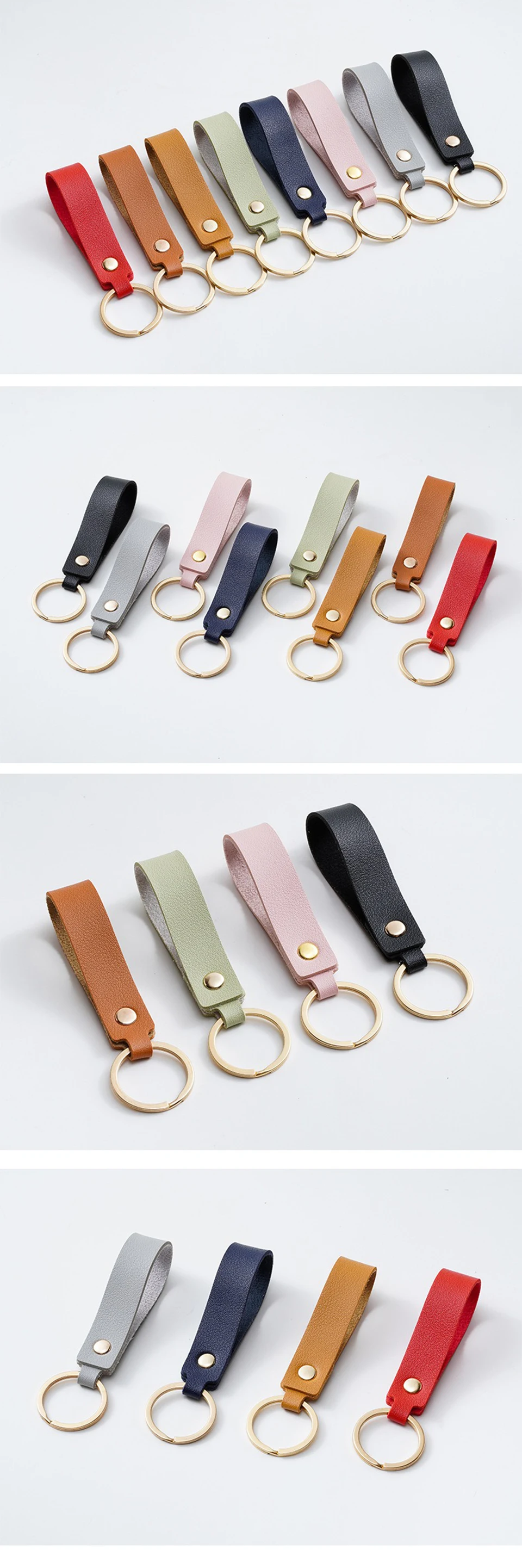 1/100pcs 8Color PU Leather Keychain Business Gift Suitable for Men and Women Car Key Strap Waist Wallet Keychains and Keyrings