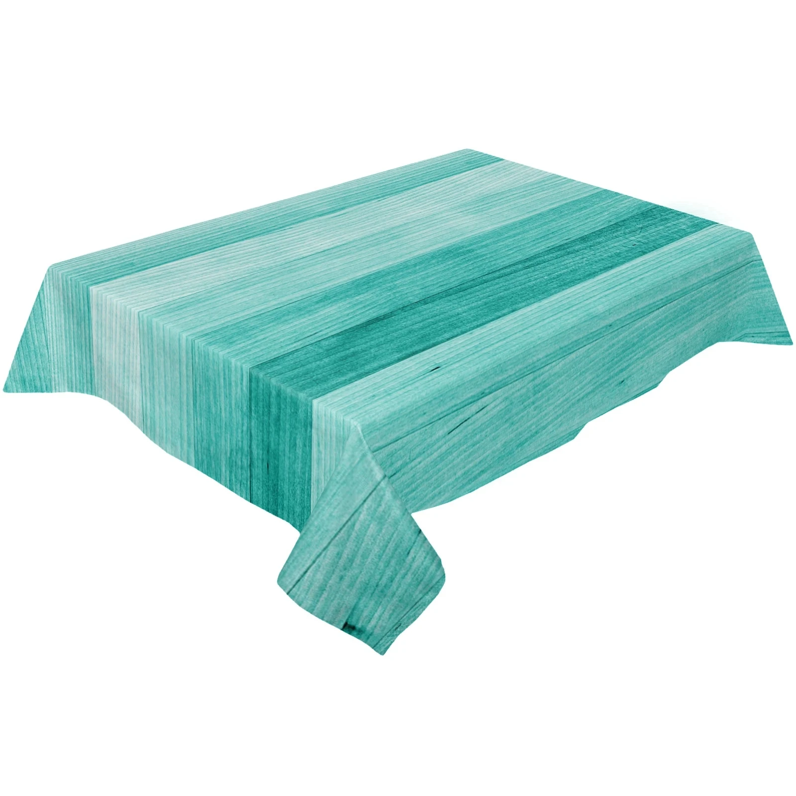 Turquoise Wooden Board Waterproof Tablecloth Holiday Party Decoration Rectangular Table Cover for Birthday Table Tablecloth