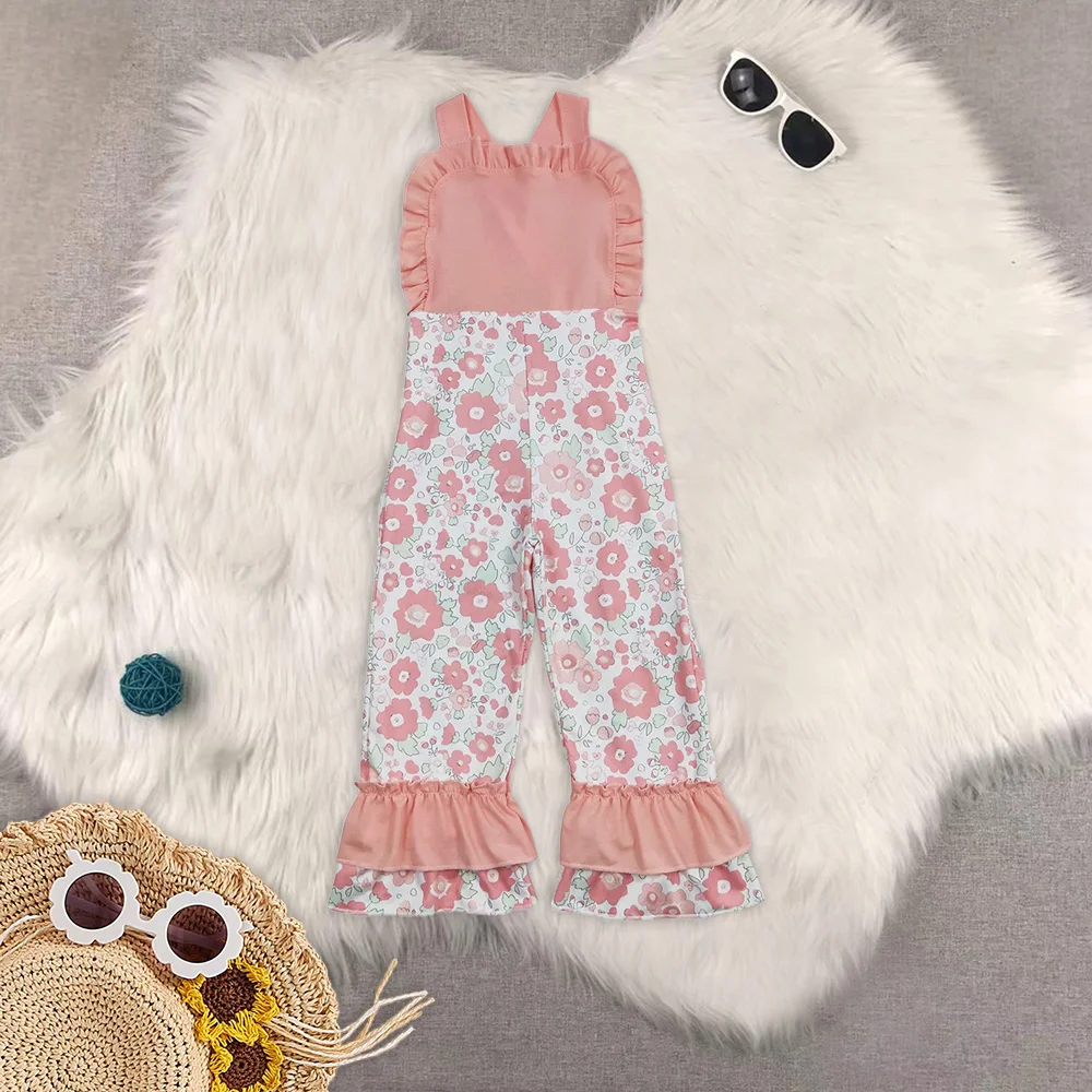 Celana Ruffle Tali Bunga Macan Tutul Bayi Perempuan Saudara Perempuan Jumpsuit Musim Panas Musim Semi