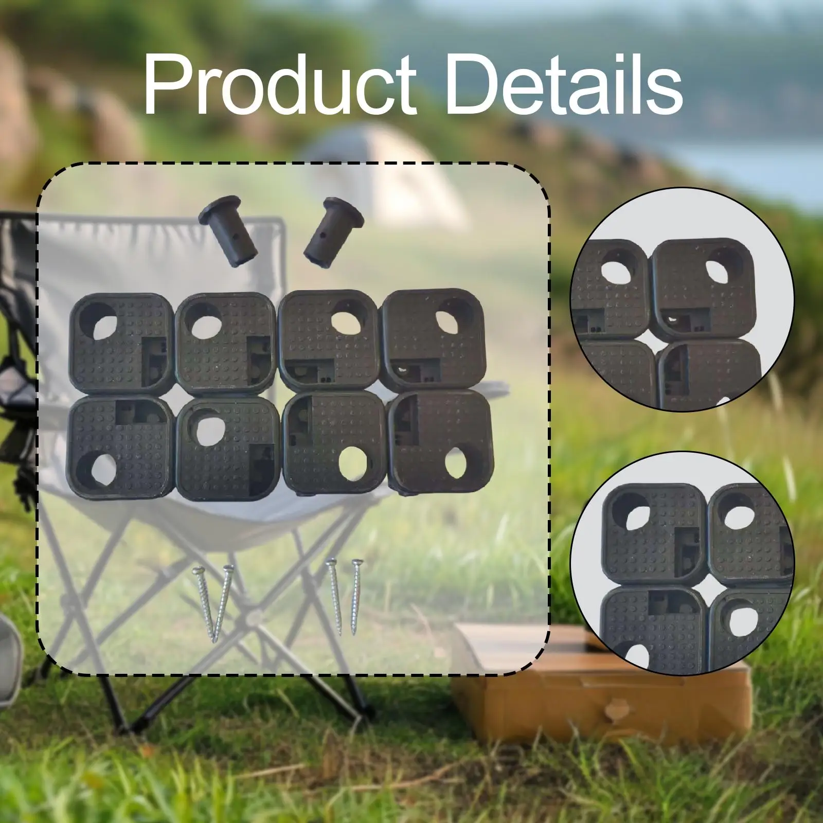 8 Pieces Camping Chair Replacement Feet Floor Protectors Outdoor with Screws Versatile Portable Professional Replacement Legs