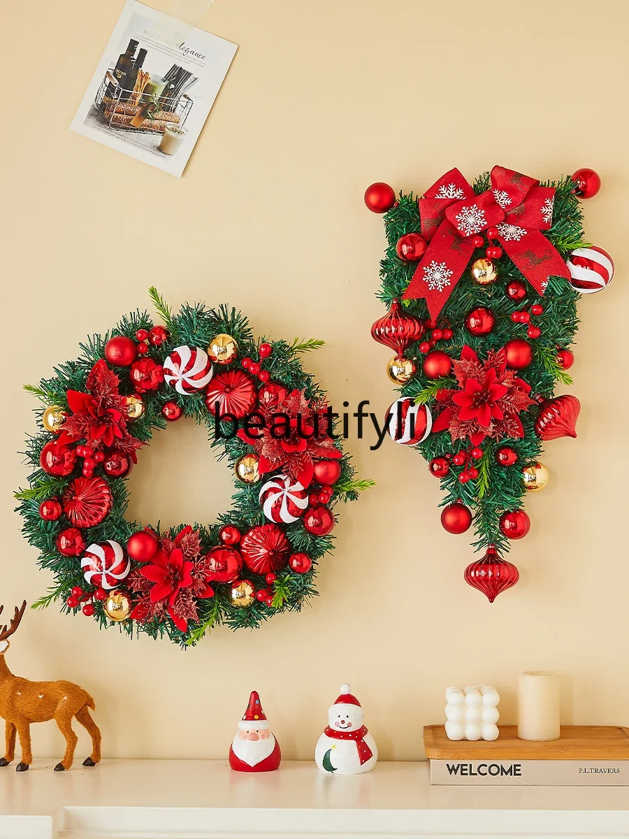 Christmas decorations Christmas wreath pendant rattan hotel shopping mall layout window