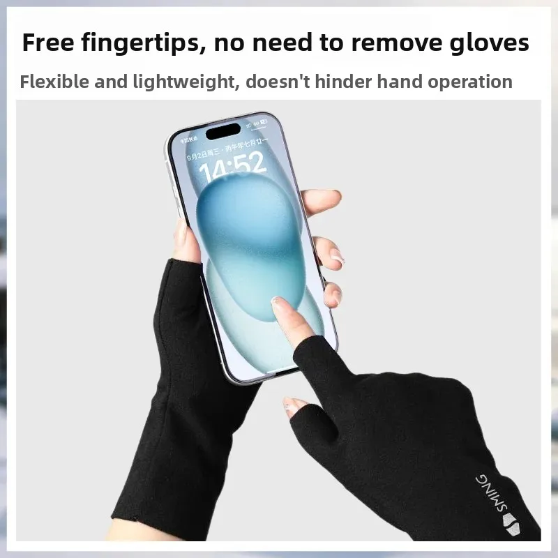 Warm Touchscreen Gloves Women's Half Finger Protective Gloves Office Writing Winter Cold Resistance Casual Style Polyester Fiber