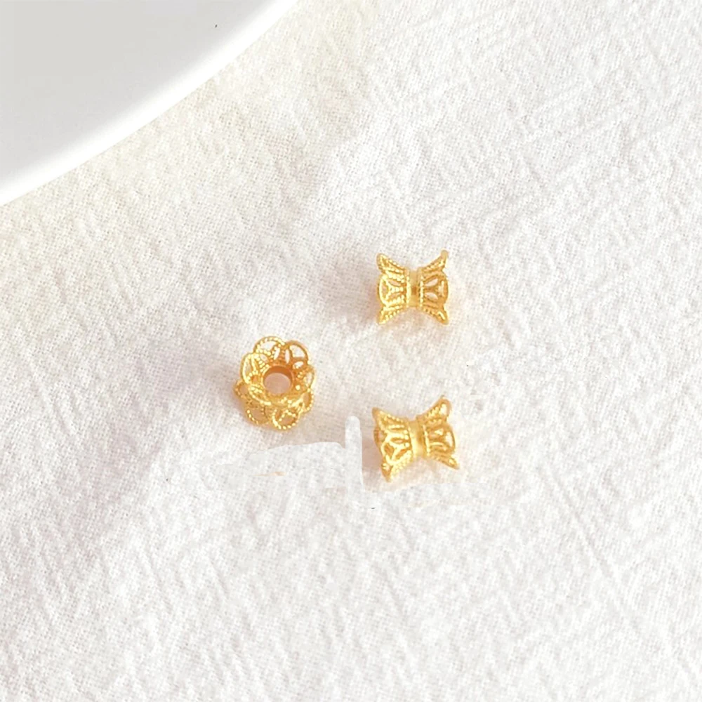 Matte Gold Zircon Inlaid Double Sided Hollowed Out Retro Divider Beads DIY Jewelry Making Necklace Bracelet Accessory Materials