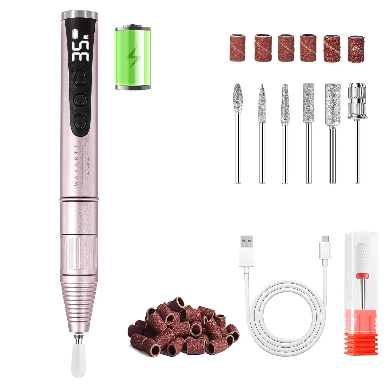 

Перезаряжаемый профессиональный набор для маникюра, беспроводная электрическая фреза 35000 об/мин для акрила и гель-лака, тихий портативный инструмент для салона и дома