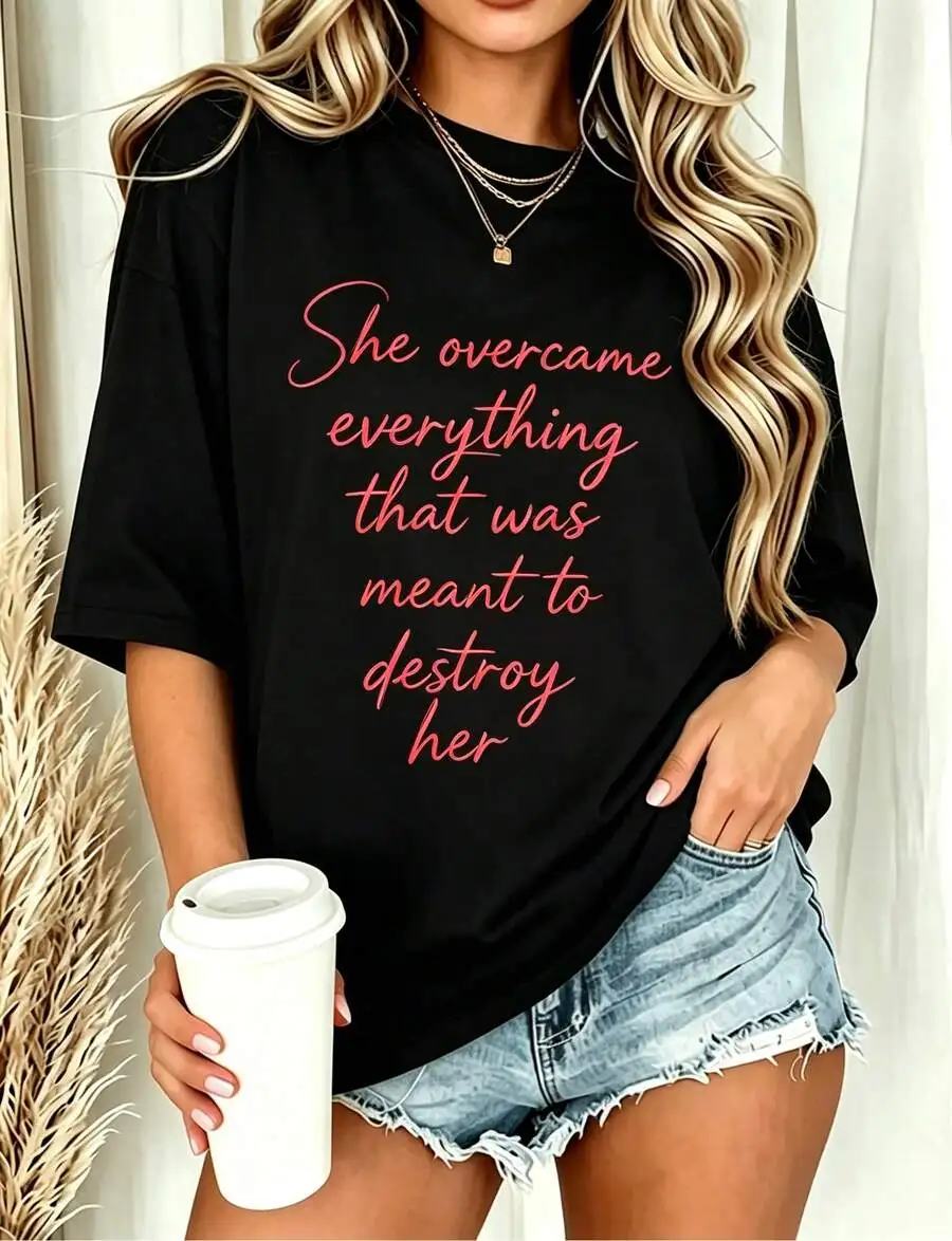 Women Trendy Letter Graphic Crewneck Half Sleeve Oversized T Shirt Street Style For Summer Daily Everyday Wear Casual Top