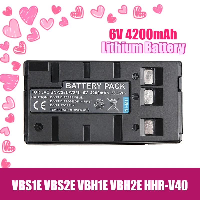 

6V 4200mAh Lithium Battery Pack,for Panasonic VBS1E VBS2E VBH1E VBH2E HHR-V40