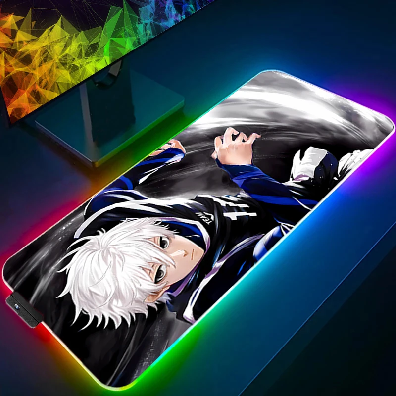 LED Mouse Pad B-blue Lock High cost-effective RGB Mouse Pad With Exclusive Desktop Decoration And Unique Design 90X40 Mouse Pad