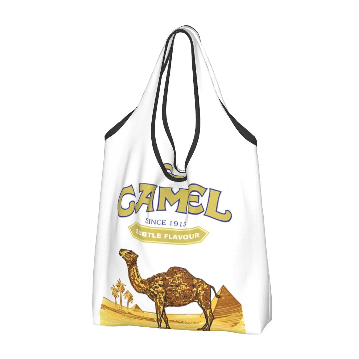 Camel Cigarettes Portable Tote Shopping Bags Foldable Shopper Bag Grocery Handbag Shoulder Bag