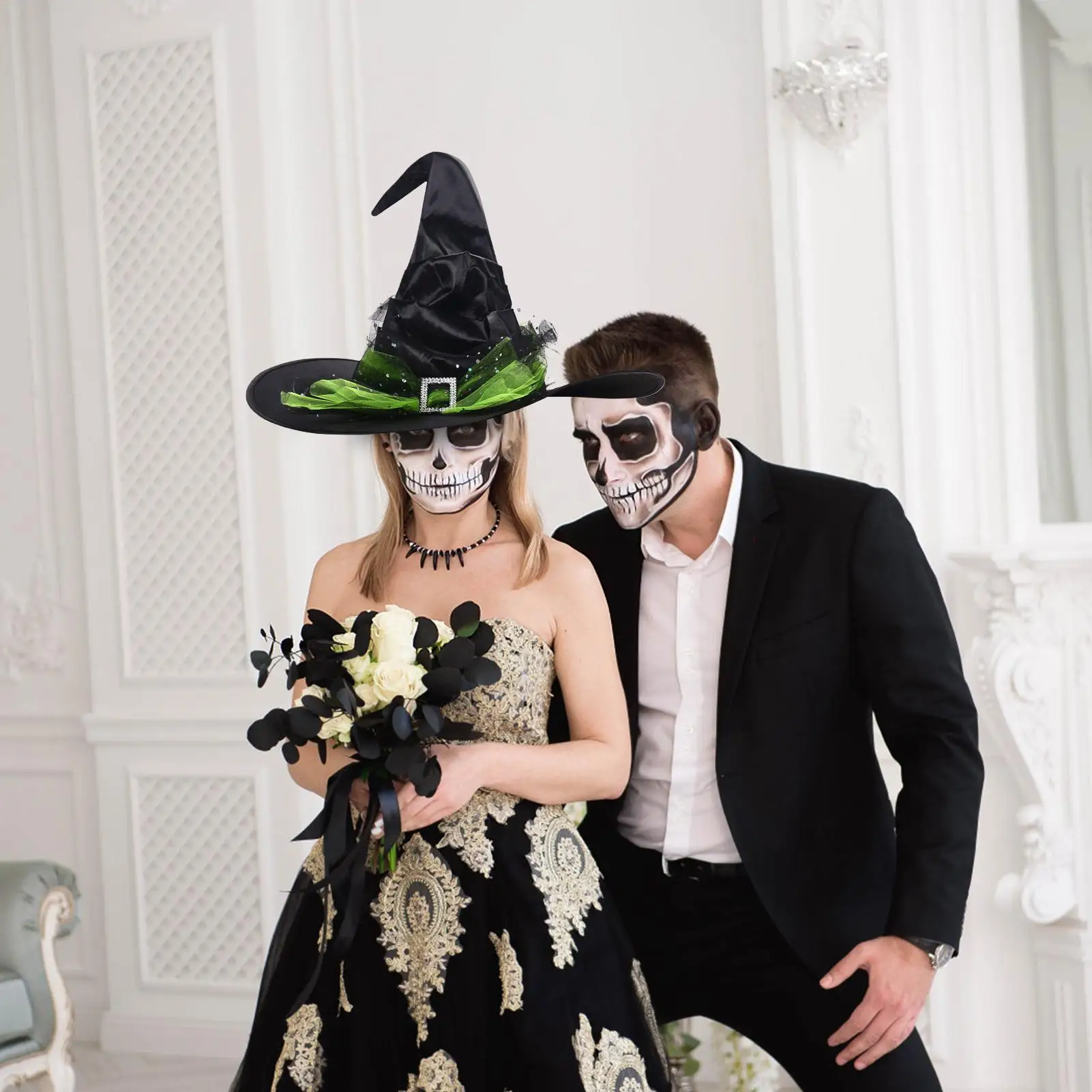 

Halloween Witch Hat Wrinkles Cosplay Headgear Black Devil Caps For Adults Women Men Party Costume & Decor