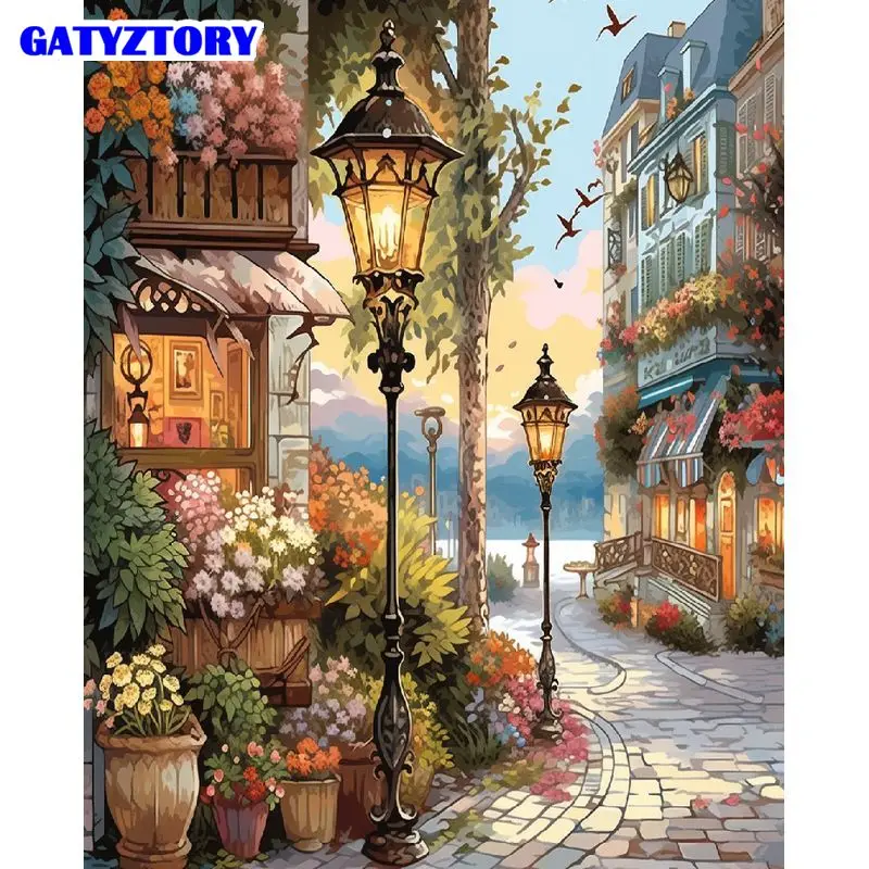 

GATYZTORY Paint By Number Flower House Drawing On Canvas Gift DIY Pictures By Numbers Scenery Kits HandPainted Art Home Decor