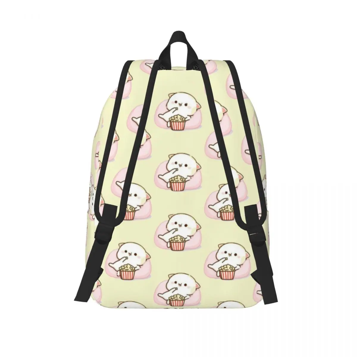 Mochi Milk Peach e Goma Cat Mochila para homens e mulheres, mochila de negócios, bolsa de ombro, estudante adolescente, pipoca esportiva