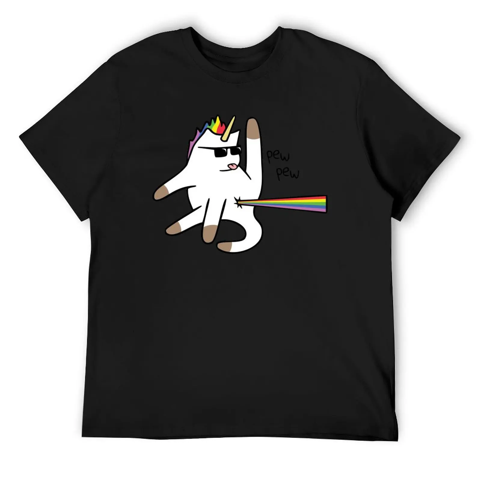 유니콘 고양이 레인보우 엉덩이 레이저 티셔츠, 빠른 건조 여름 상의, 남성 흰색 티셔츠