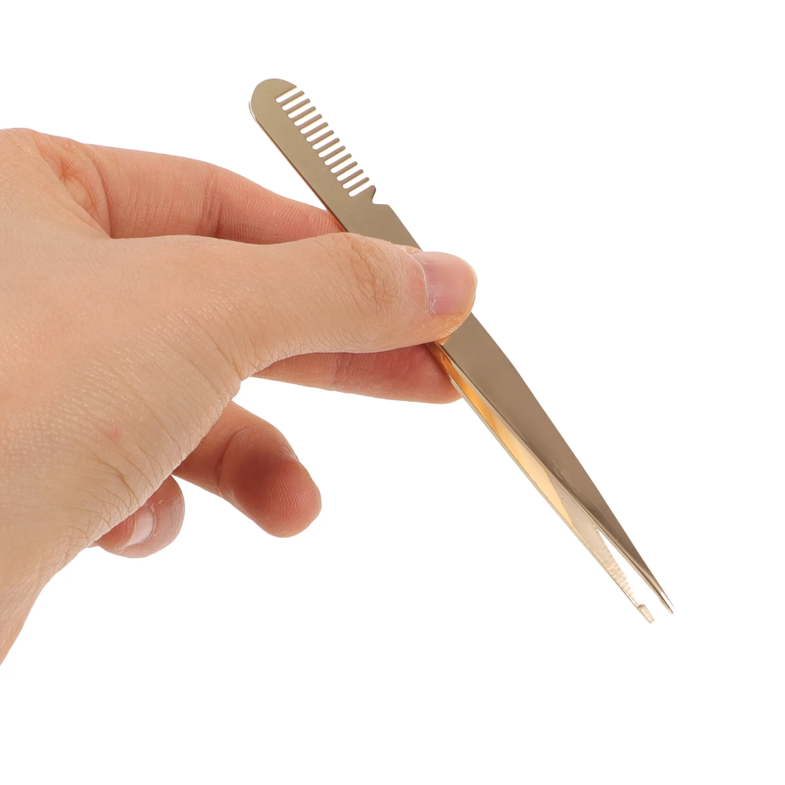 Pinzas para pestañas de acero inoxidable con peine, herramienta aplicadora de pestañas multifuncional, accesorios de belleza portátiles para mujeres