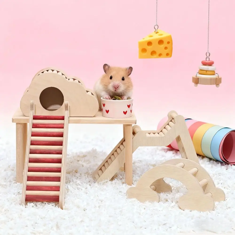 

Decorative Wooden Hamster Ladder Wave Shape Animals Cage Ladder Hamster Suspension Bridge Wood Hamster Climbing Ladder
