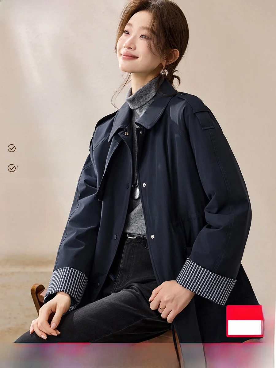 

Ветровка Mehema, уличное хлопковое пальто в клетку с застежкой на талии, женское пальто Briti Sle, корейское свободное длинное пальто