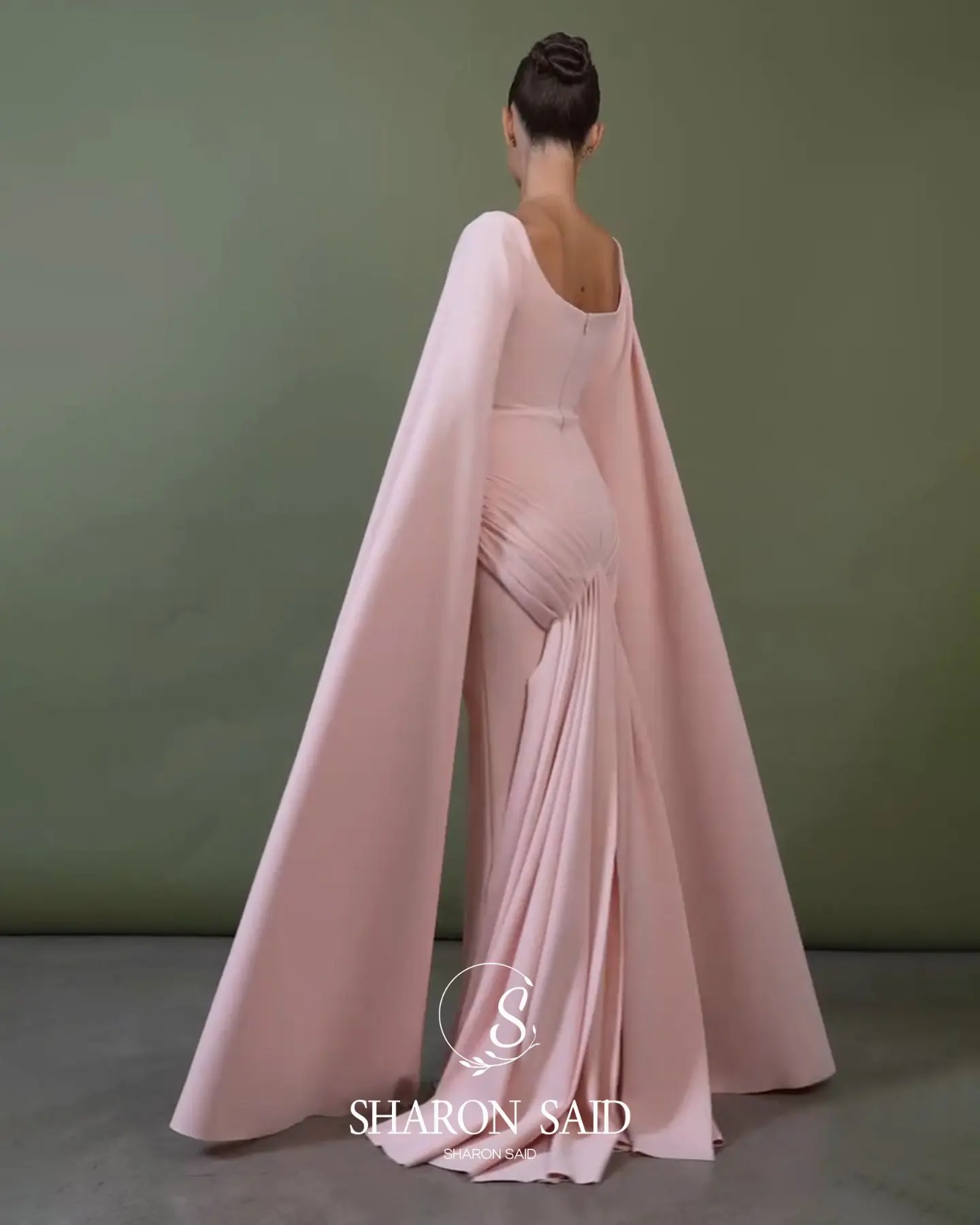 Sharon disse rosa quadrado pescoço vestido de noite com mangas capa para mulher casamento árabe vestido de baile sf518 personalizado