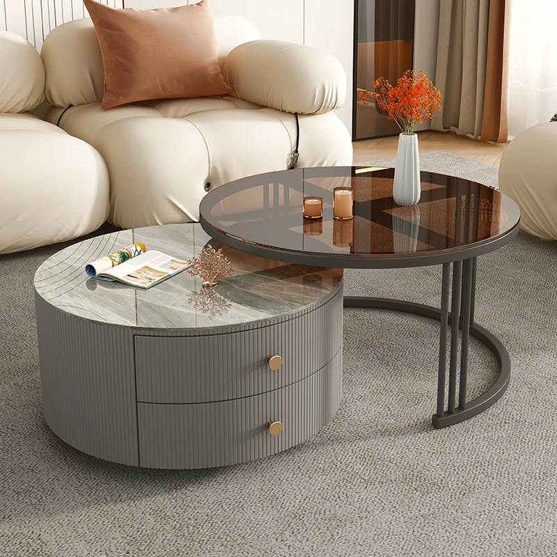 

Drawers Simple Coffee Table Storage Metal Bedroom Minimalist Coffee Table Round White Kaffee Tische Living Room Furniture