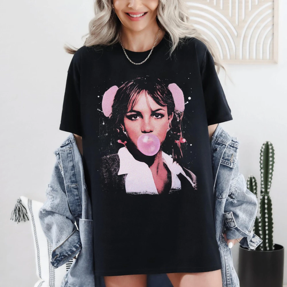 Camiseta de estilo vintage de Britney Spears, camiseta cómoda, camiseta de manga corta, unisex, para hombres y mujeres, camiseta negra para todas las estaciones