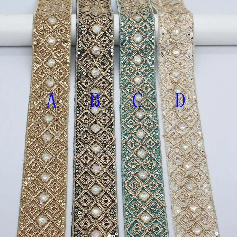 

30Yards Sequined Ribbon Ethnic Embroidered Lace Sew Accessories Embroidery Lace Trim Crocheted Lace Ribbon