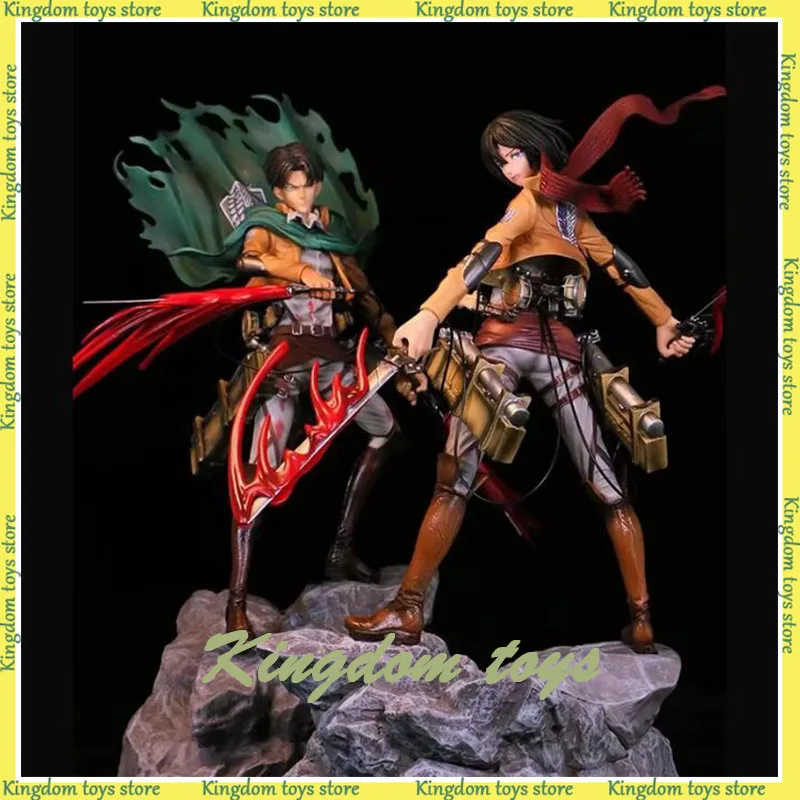 

30cm 2 head Levi Ackerman Anime Figure Attack on Titan Mikasa Ackerman Figure PVC Statue Collection Decor boy Christmas toy Gift